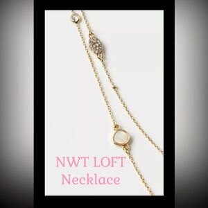 LOFT Elegant Mother of Pearl Station double strand necklace NWT